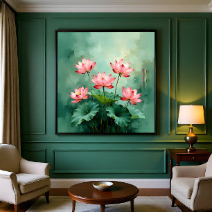 Poster Œuvre d'art Lotus Rose