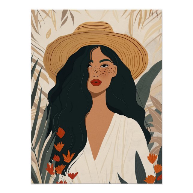 Poster Œuvre d'art murale de femme boho (Devant)