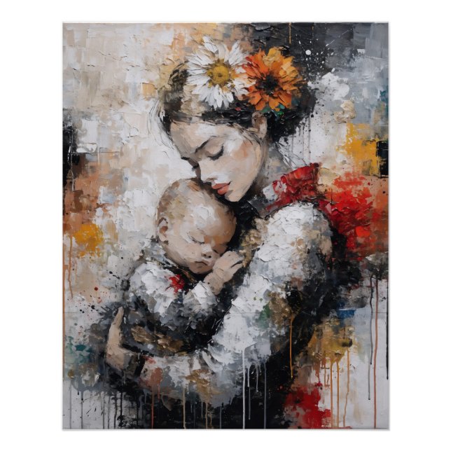 Poster Œuvre d'art murale de maternité émotionnelle avec  (Devant)
