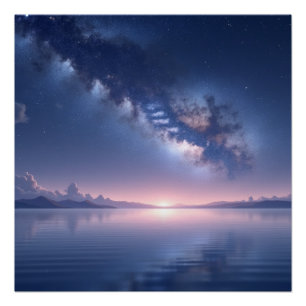 Poster Œuvre d'art murale de nuit cosmique étoilée – Ciel