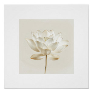 Poster Œuvre d'art murale fleur de lotus blanche – Bo bei