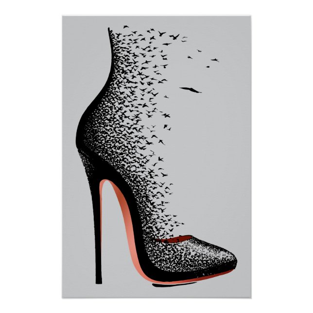 Poster Oeuvre d'art murale High Heel Birds – Chaussure de (Devant)