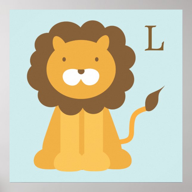 Poster Œuvre d'art murale pour enfants représentant un li (Devant)