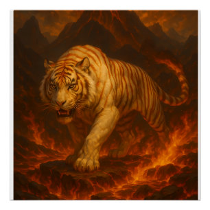 Poster Œuvre d'art murale premium Volcanic White Tiger –