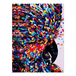 Poster Œuvre d'art murale vibrante d'oiseau tropical dans