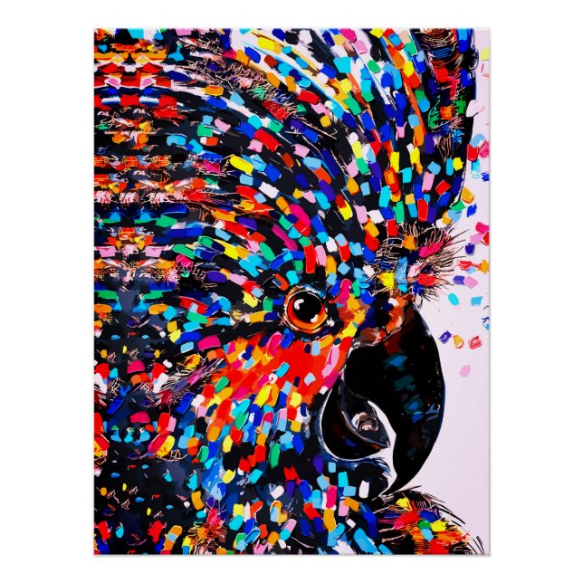 Poster Œuvre d'art murale vibrante d'oiseau tropical dans (Devant)