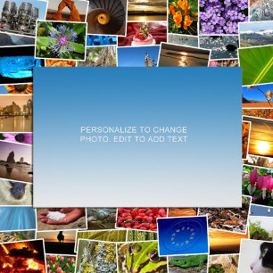 Poster Œuvre d'art personnalisée bleue avec photo et text