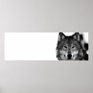 Poster Oeuvre de loup gris noir et blanc