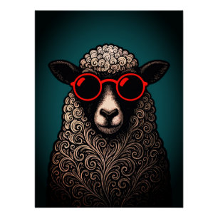 Poster Oeuvre murale de moutons cool