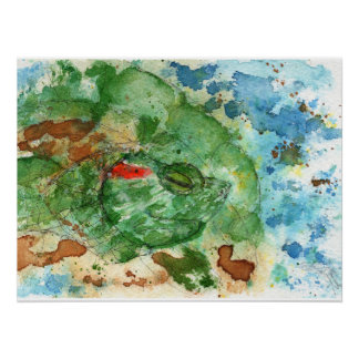 Poster Œuvre originale - Tortue à oreilles rouges par Mar
