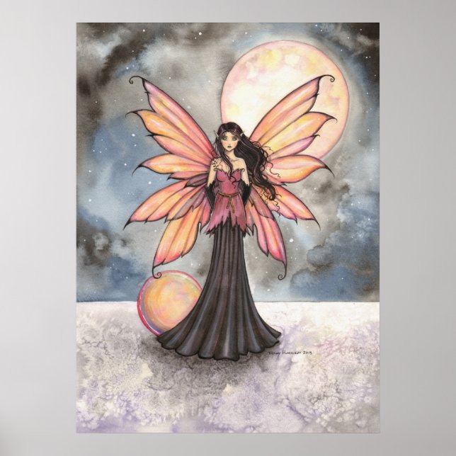 Poster Œuvres d'art fantastiques de fée et de pleine lune (Devant)