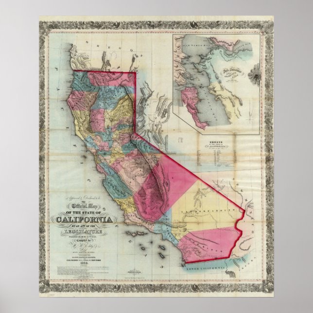 Poster Official map of the State of California (Devant)