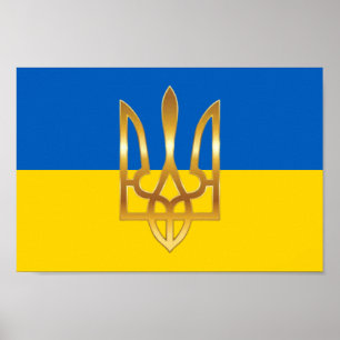 Poster officiel du drapeau ukrainien du symbole tr