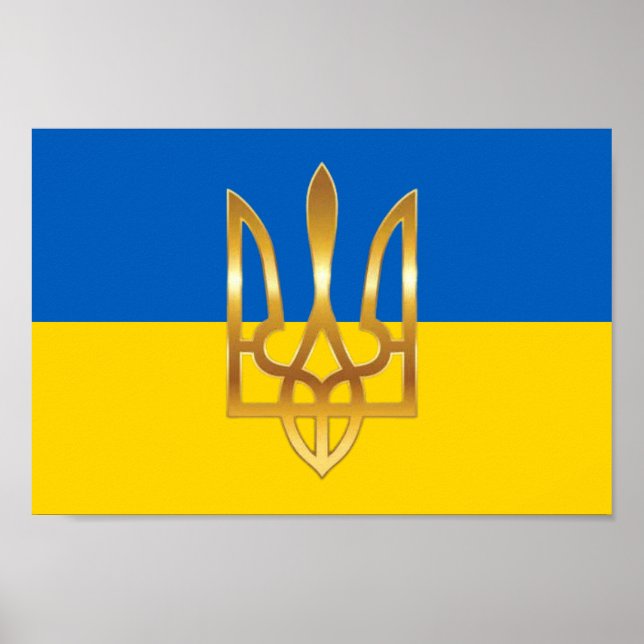Poster officiel du drapeau ukrainien du symbole tr (Devant)
