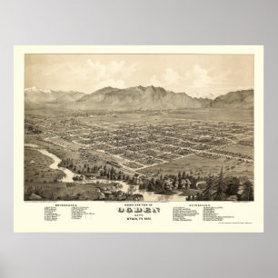 Poster Ogden, UT Carte panoramique - 1875