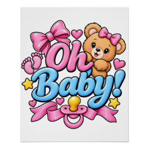 Poster Oh Bébé ! Conception de célébration de Baby Shower