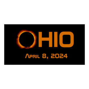 Poster Ohio 2024 Total Éclipse Solaire