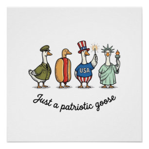 Poster Oie Patriotique Gravure Vintage Drôle de Chemise U