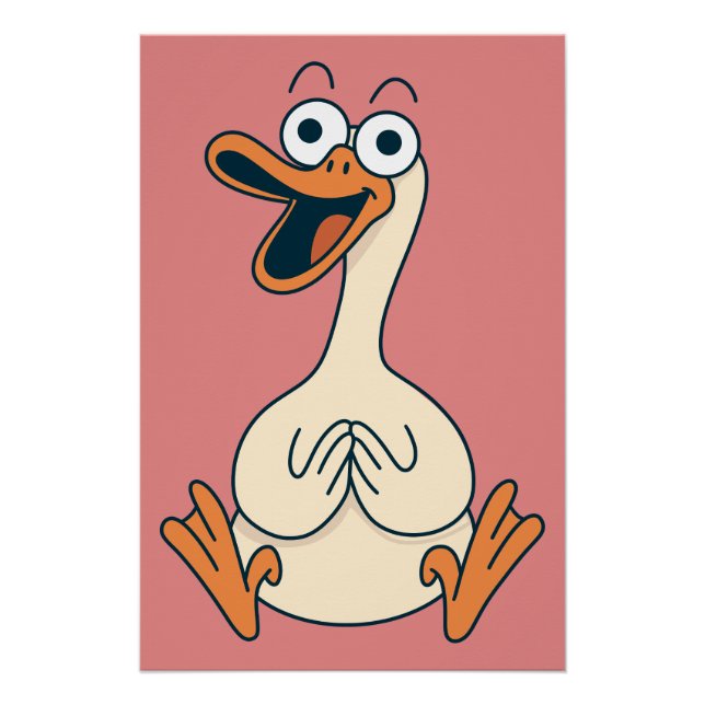 Poster Oie Ridicule, Originale, Oie de Dessin Animé Drôle (Devant)