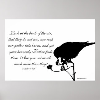 Poster Oiseau avec Matthieu 6:26 Verse de la Bible