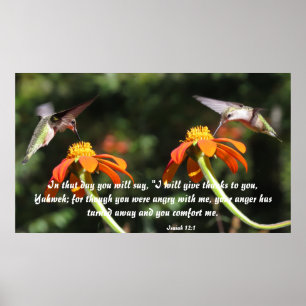 Poster Oiseau de mer Fleur Floral Isaiah 12:2 Confort