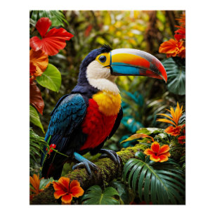 Poster Oiseau Toucan coloré