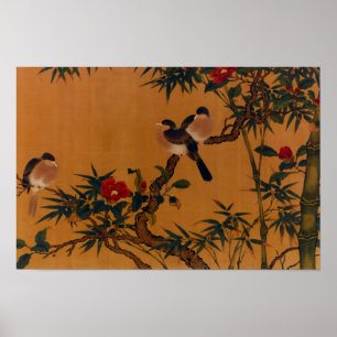 Poster Oiseaux, bambou et camellias Art japonais 1644-191