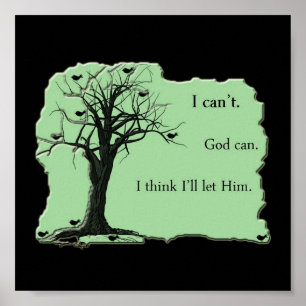 Poster Oiseaux dans l'arbre - Mint Green - Toile Imprimer