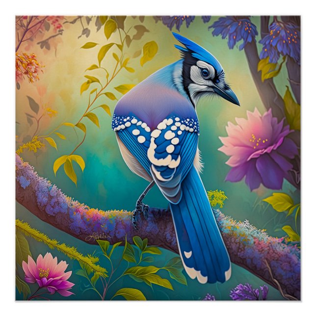 Poster Oiseaux d'Imaginaire Jay bleu (Devant)