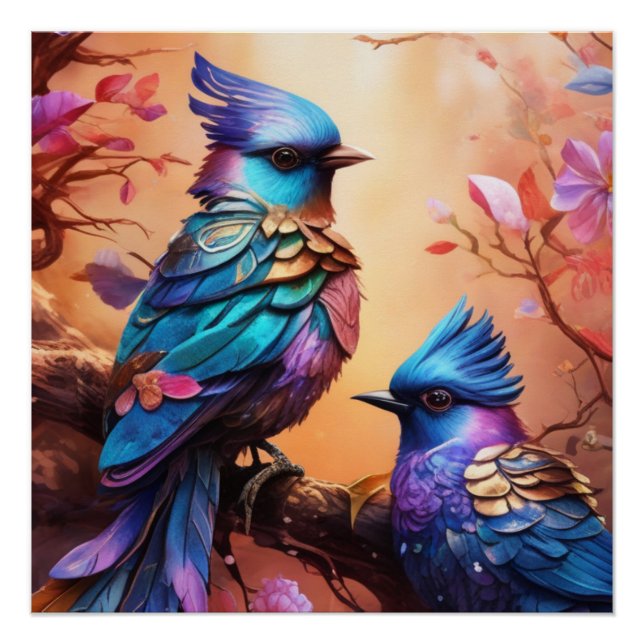 Poster Oiseaux d'Imaginaires colorés (Devant)