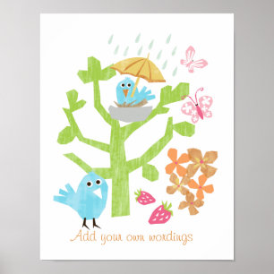 Poster Oiseaux et papillons muraux