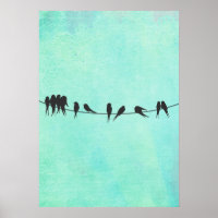 Oiseaux sur fil imprimé