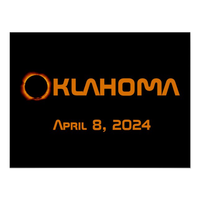 Poster Oklahoma 2024 Éclipse solaire totale (Devant)