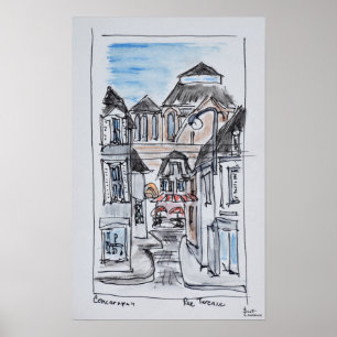 Poster Old Church Concarneau Rue Turenne, Brittany