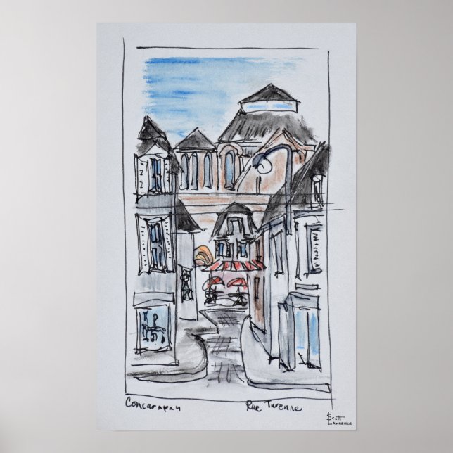 Poster Old Church Concarneau Rue Turenne, Brittany (Devant)