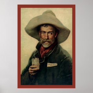Poster Old Cowboy ~ Publicité Vintage de bière
