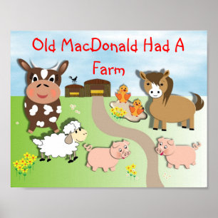 Poster Old MacDonald Avait Une Ferme Image Mignonne Enfan