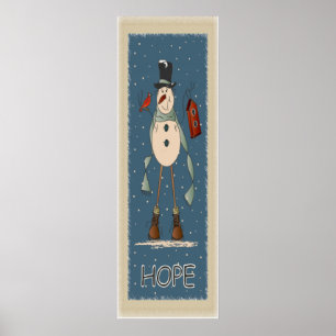 Poster Old Mode Hope Snowman   Noël