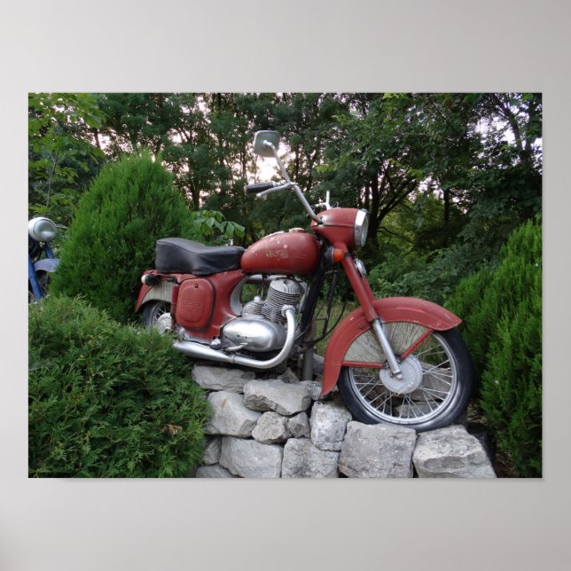 Poster Old Red Motorbike (Devant)
