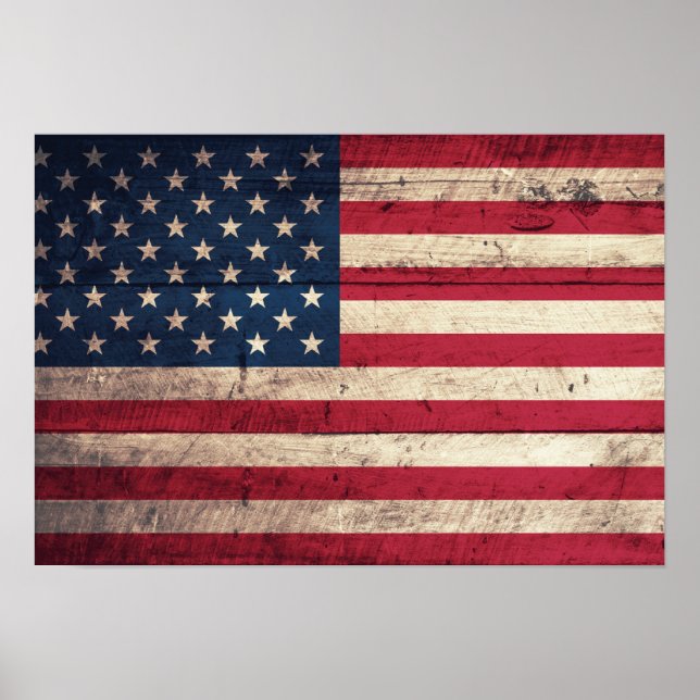 Poster Old wooden American Flag (Devant)