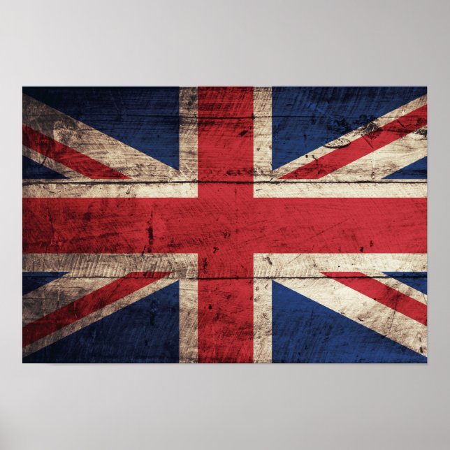Poster Old Wooden British Flag (Devant)