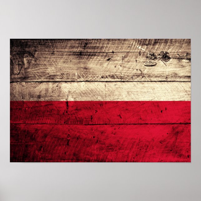 Poster Old Wooden Poland Flag (Devant)