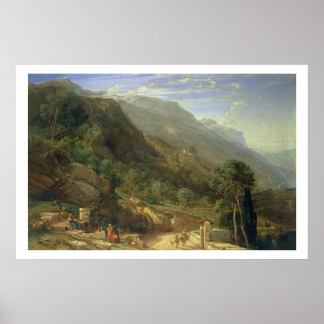 Poster Olive Groves à Varenna, Lac de Côme, Italie, 1861  (Devant)