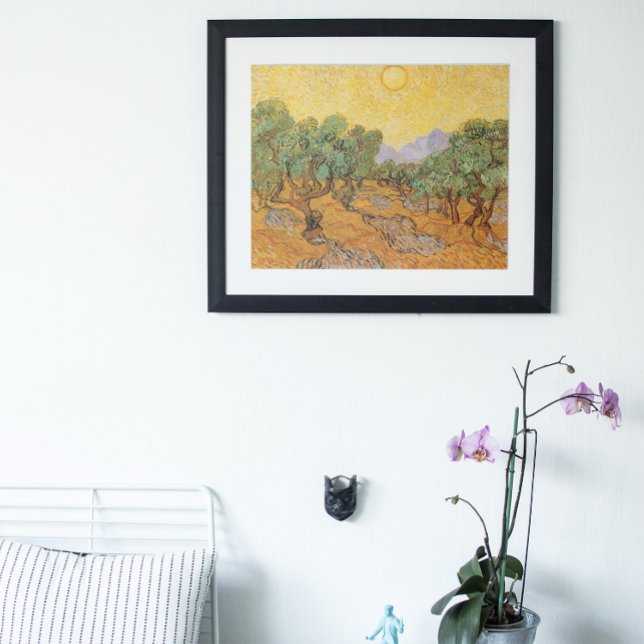 Poster Oliviers, Ciel Jaune et Soleil, Vincent van Gogh (Créateur téléchargé)
