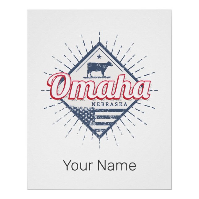 Poster Omaha City Nebraska États-Unis Vintage USA (Devant)