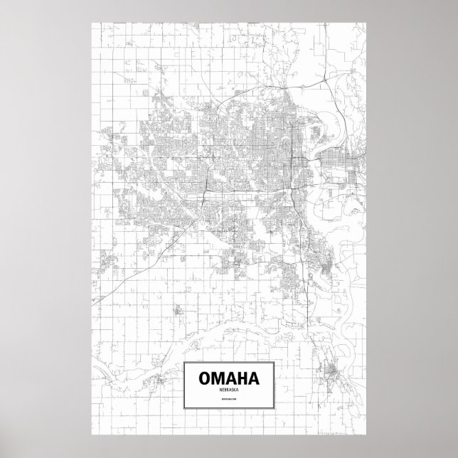 Poster Omaha, Nebraska (noir sur blanc) (Devant)