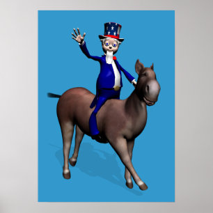 Poster Oncle Sam Riding On Donkey