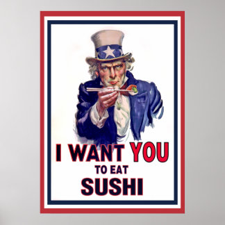 Poster Oncle Sam veut que tu manges du sushi