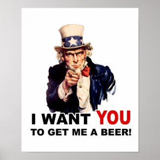 Poster Oncle Sam VEUT QUE TU ME PRENNES UNE BIÈRE