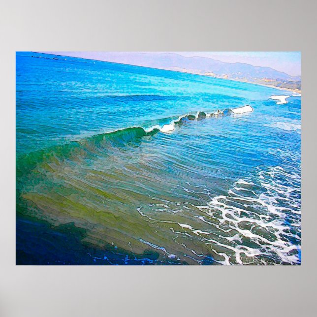 Poster Ondes aquarelles (Devant)